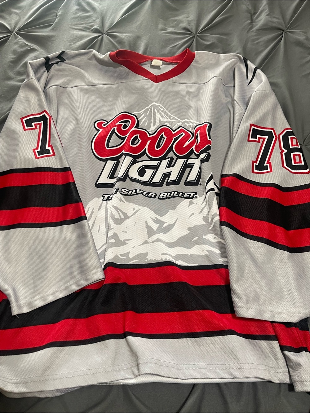 Coors Light Hockey Jersey - Silver & Red